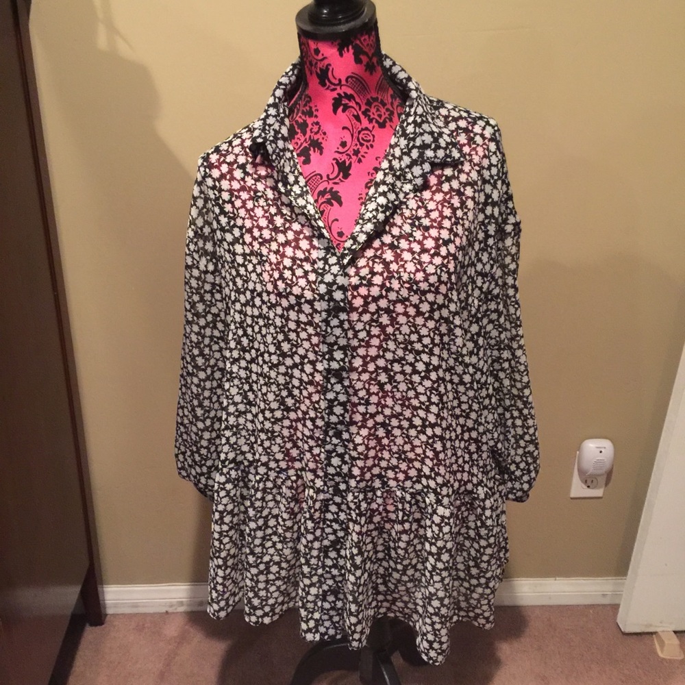 Super oversized sheer tunic